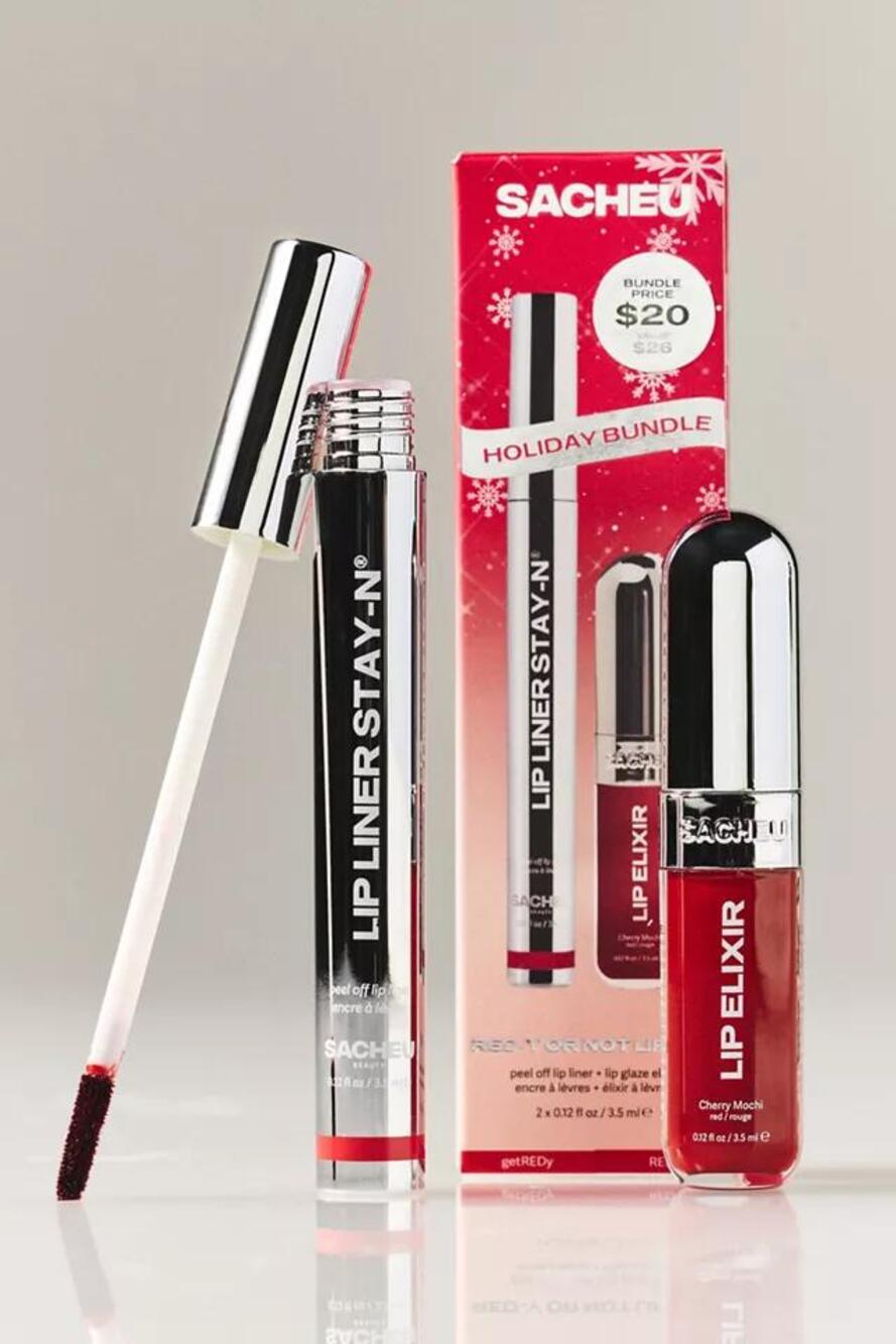 SACHEU Red-Y Or Not Lip Duo getREDy Cherry Mochi Liner Elixir NEW